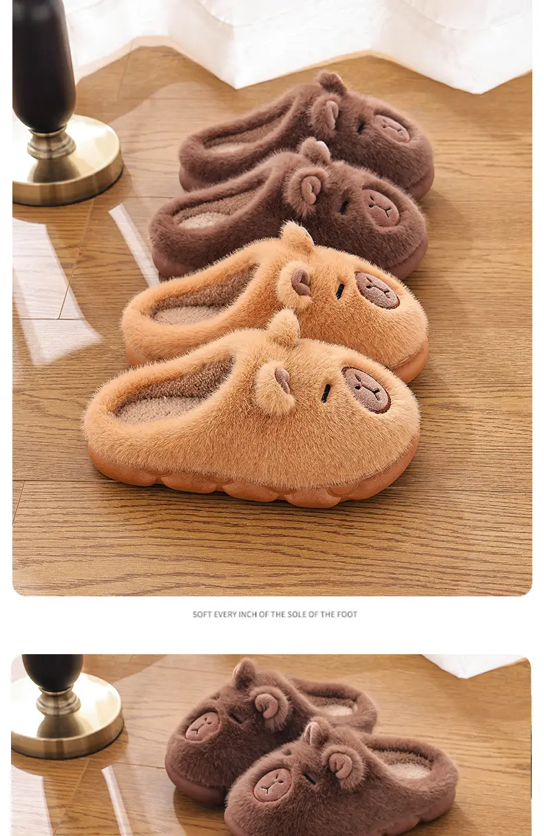 2025 New Kapibara Poop-Feeling Female Winter Cartoon Cute Non-Slip Indoor Home Soft-Soled Family Cotton Slippers — feature 15
