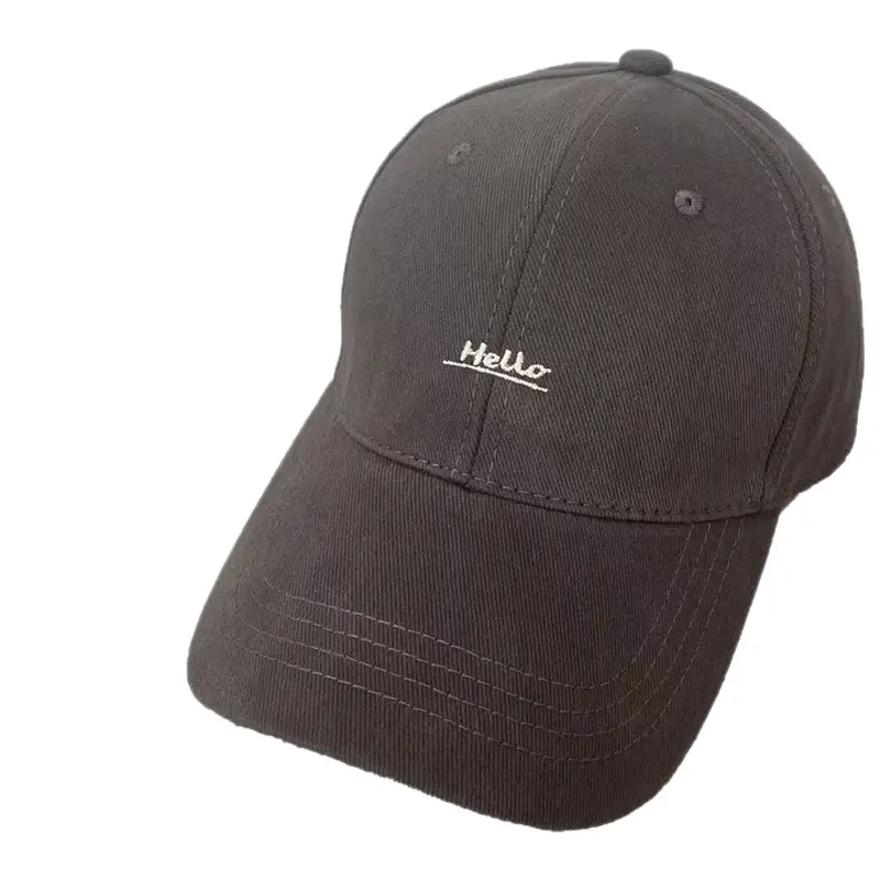 Hello Letter Embroidered Baseball Cap for Women Winter Soft Top Brushed Duckbill Cap for Men