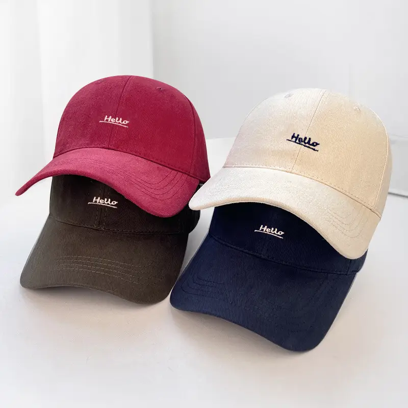 Hello Letter Embroidered Baseball Cap for Women Winter Soft Top Brushed Duckbill Cap for Men — feature 1