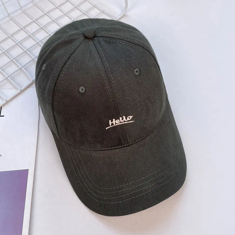 Hello Letter Embroidered Baseball Cap for Women Winter Soft Top Brushed Duckbill Cap for Men — feature 10
