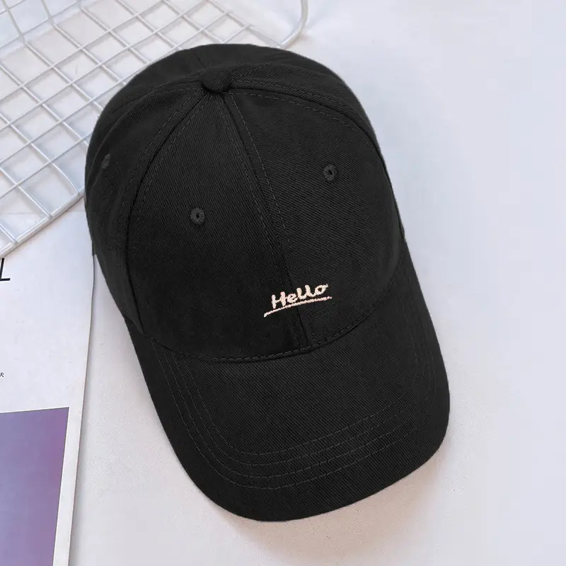 Hello Letter Embroidered Baseball Cap for Women Winter Soft Top Brushed Duckbill Cap for Men — feature 12