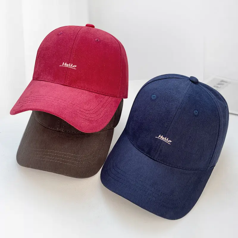 Hello Letter Embroidered Baseball Cap for Women Winter Soft Top Brushed Duckbill Cap for Men — feature 2