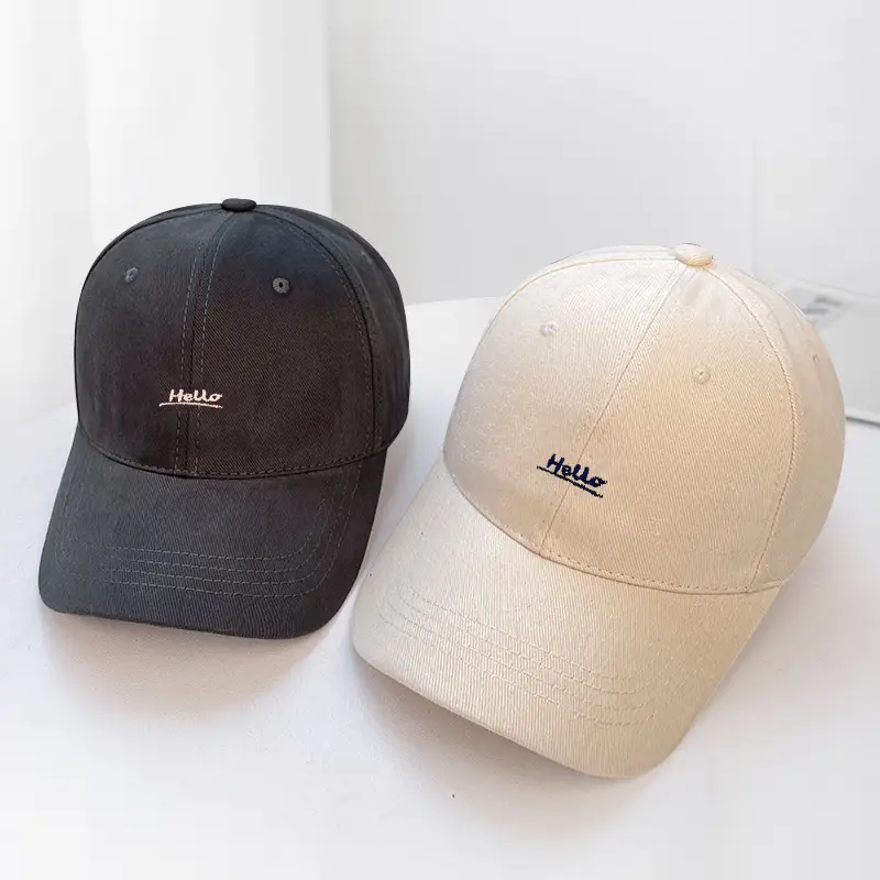 Hello Letter Embroidered Baseball Cap for Women Winter Soft Top Brushed Duckbill Cap for Men — feature 3