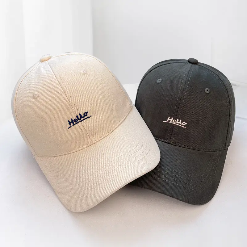 Hello Letter Embroidered Baseball Cap for Women Winter Soft Top Brushed Duckbill Cap for Men — feature 4