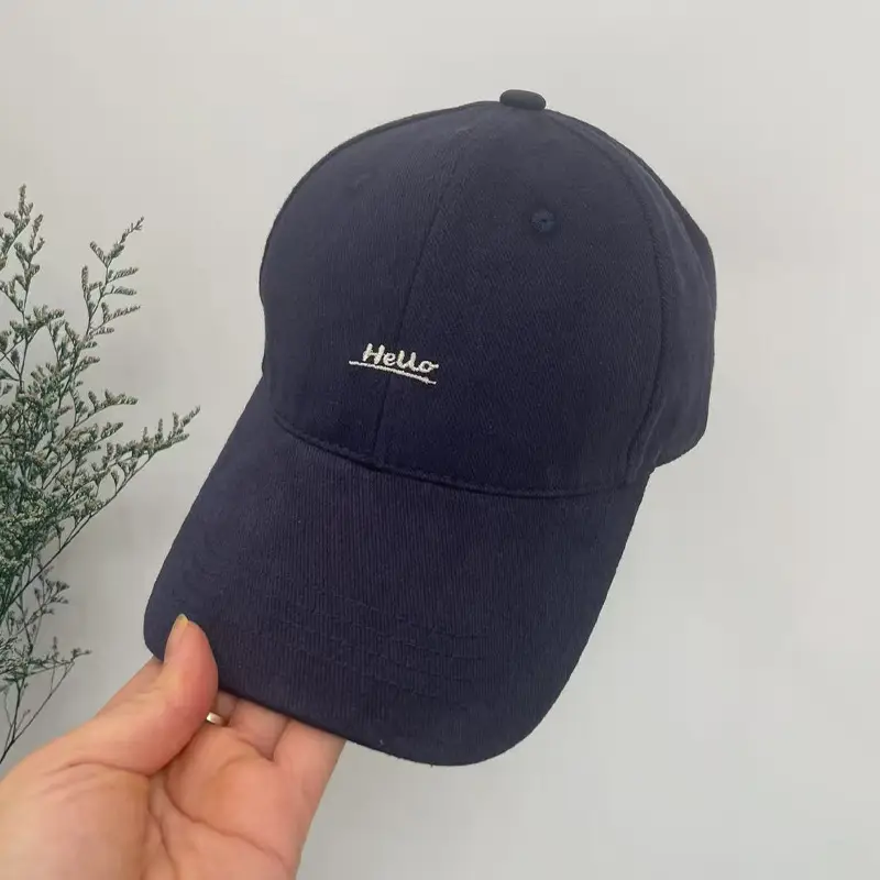 Hello Letter Embroidered Baseball Cap for Women Winter Soft Top Brushed Duckbill Cap for Men