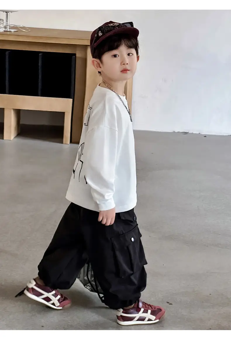 Boys Long Sleeve Cotton T-Shirt White 2025 â feature 16