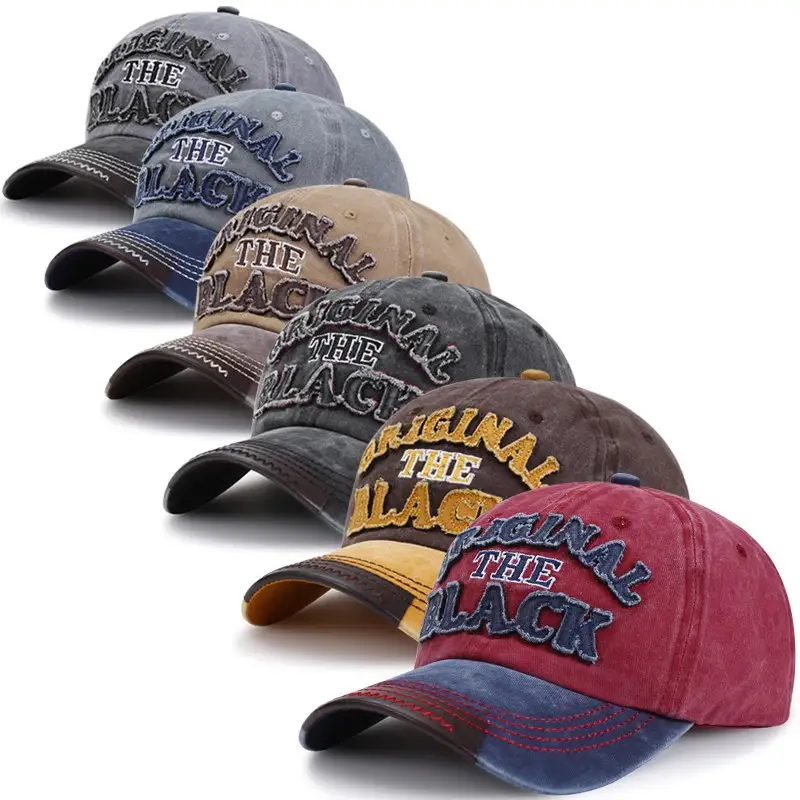 Men Washed Cotton Baseball Cap with "The Black" Embroidery - Image 8