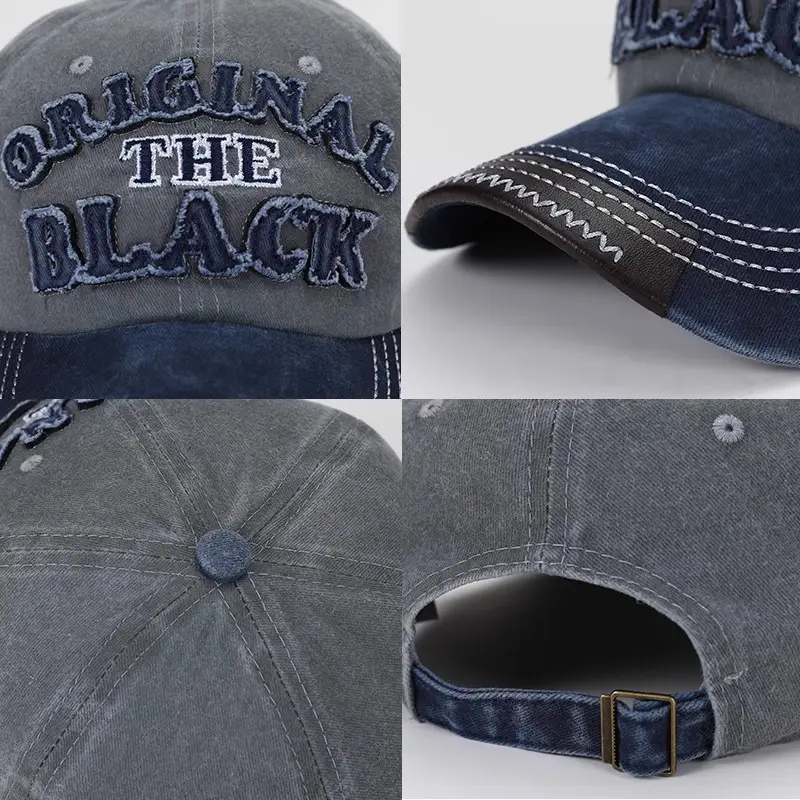 Men Washed Cotton Baseball Cap with "The Black" Embroidery - Image 9