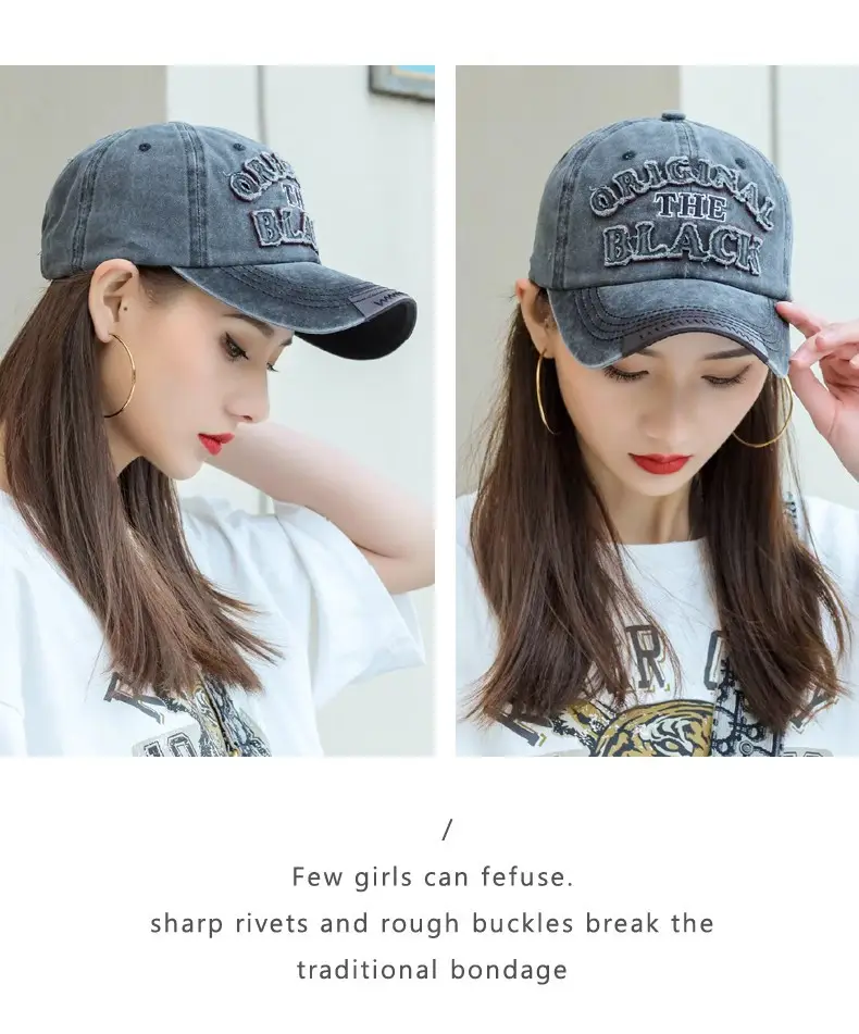 Men Washed Cotton Baseball Cap with "The Black" Embroidery — feature 10