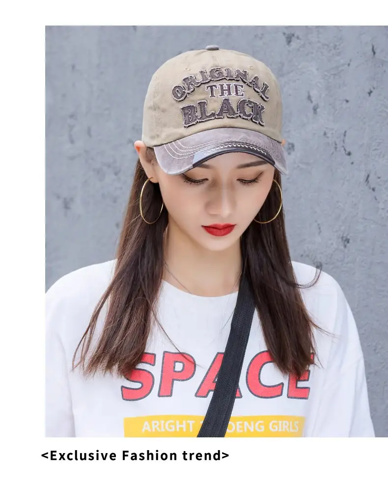 Men Washed Cotton Baseball Cap with "The Black" Embroidery — feature 13