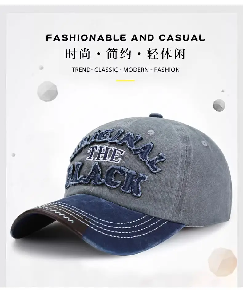 Men Washed Cotton Baseball Cap with "The Black" Embroidery — feature 19