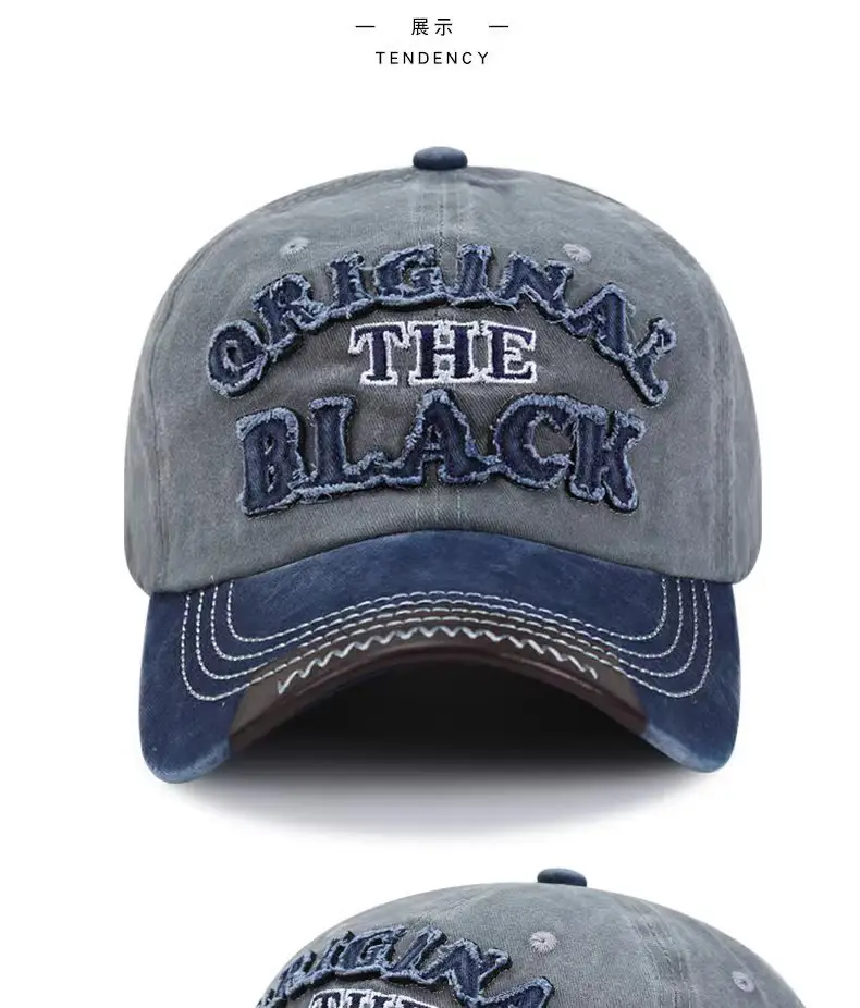 Men Washed Cotton Baseball Cap with "The Black" Embroidery — feature 25