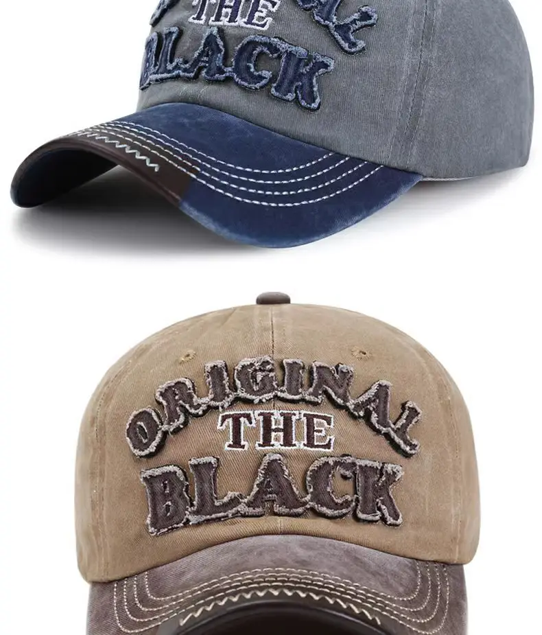 Men Washed Cotton Baseball Cap with "The Black" Embroidery — feature 26