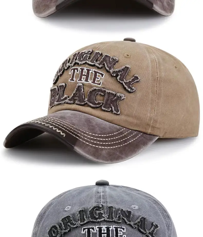 Men Washed Cotton Baseball Cap with "The Black" Embroidery — feature 27