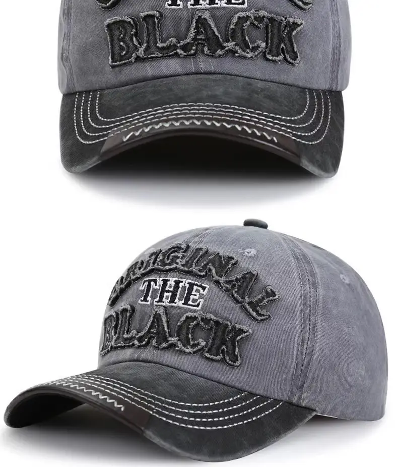 Men Washed Cotton Baseball Cap with "The Black" Embroidery — feature 28