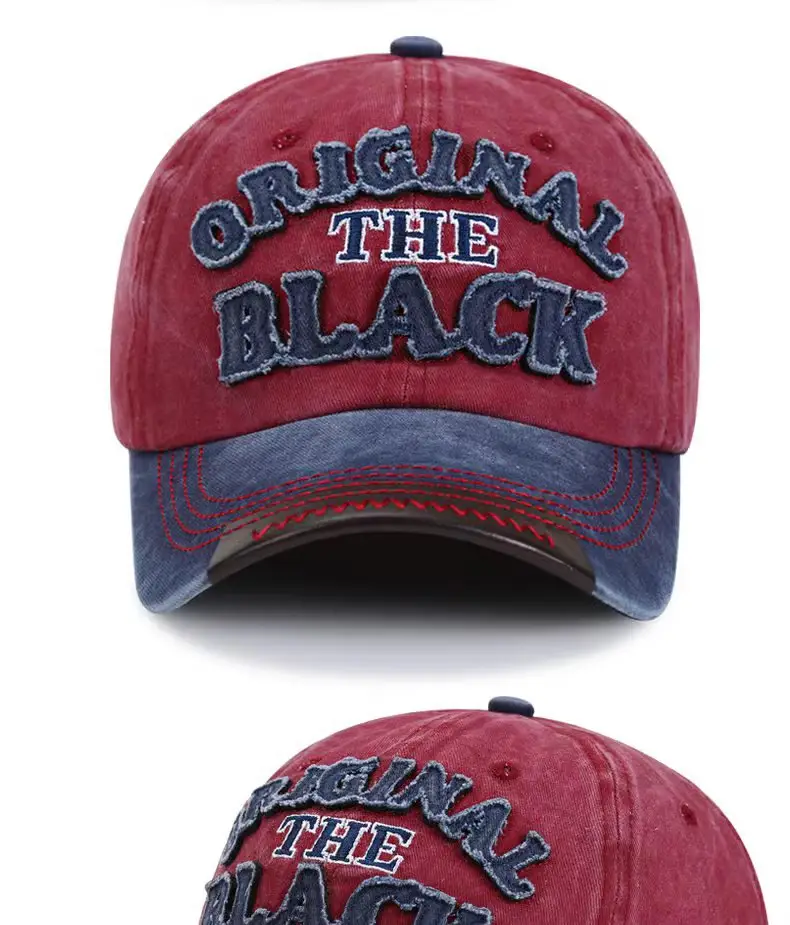 Men Washed Cotton Baseball Cap with "The Black" Embroidery — feature 29