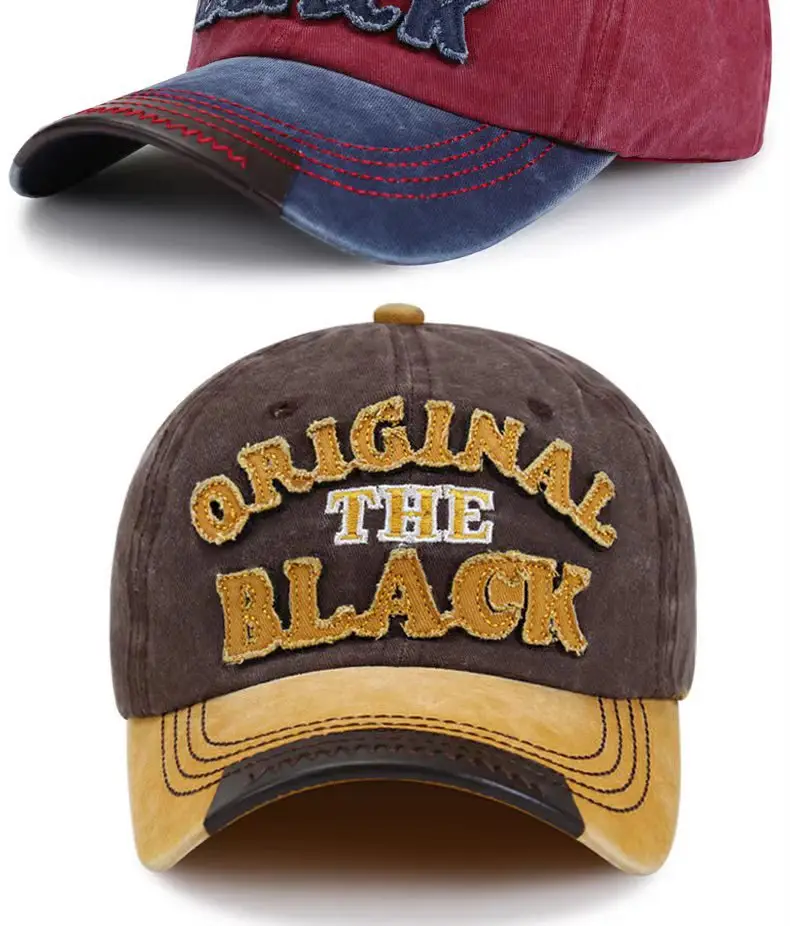 Men Washed Cotton Baseball Cap with "The Black" Embroidery — feature 30