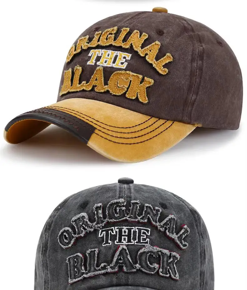 Men Washed Cotton Baseball Cap with "The Black" Embroidery — feature 31