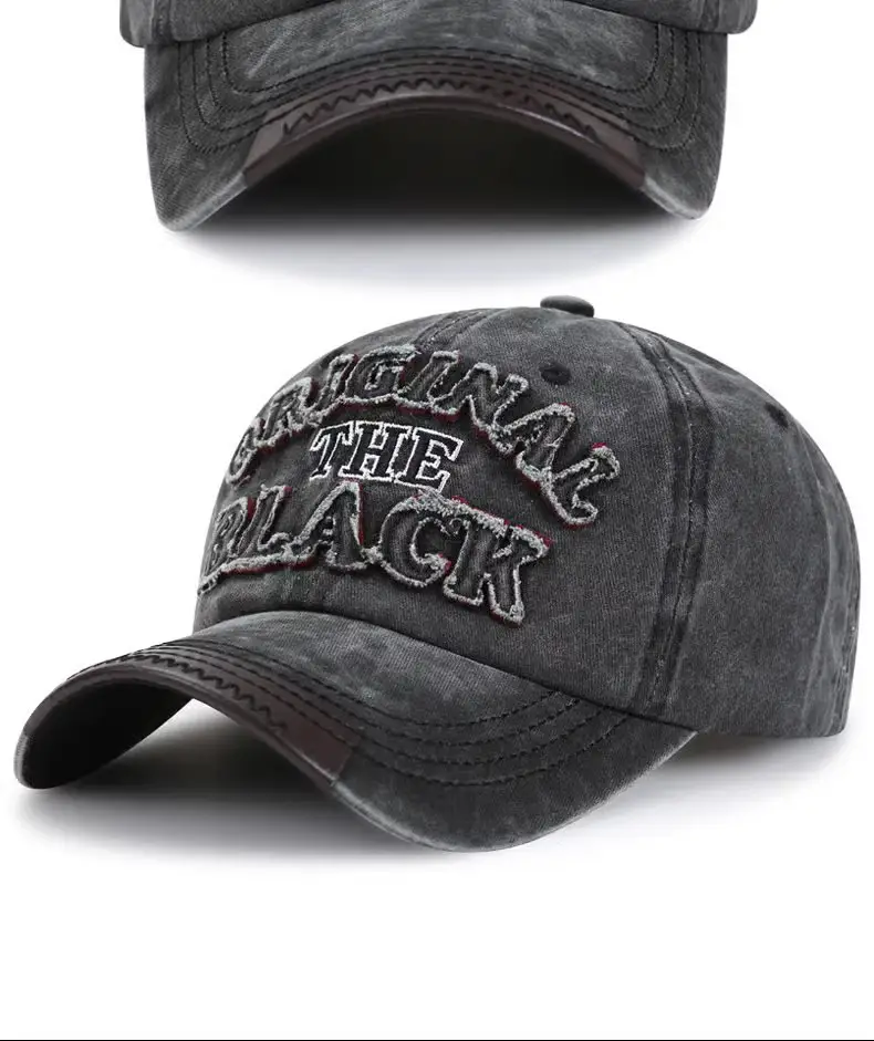 Men Washed Cotton Baseball Cap with "The Black" Embroidery — feature 32