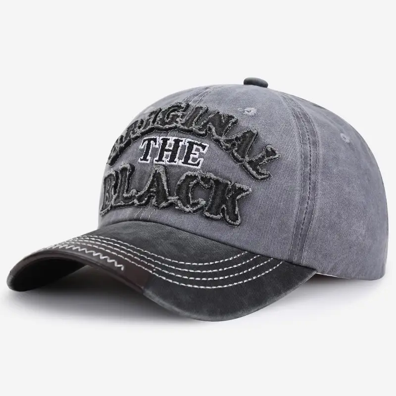 Men Washed Cotton Baseball Cap with "The Black" Embroidery - Image 3