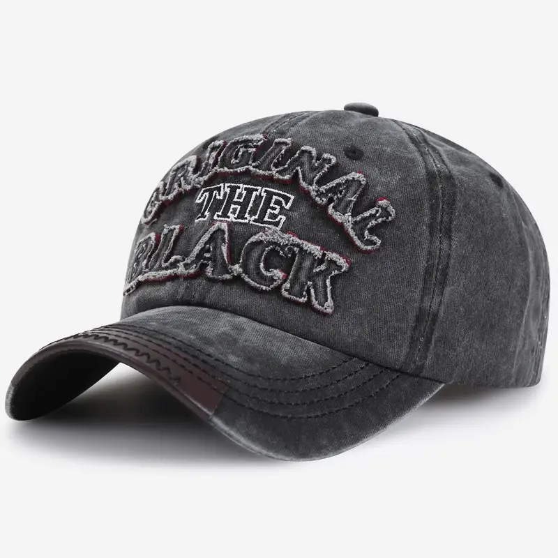 Men Washed Cotton Baseball Cap with "The Black" Embroidery - Image 4