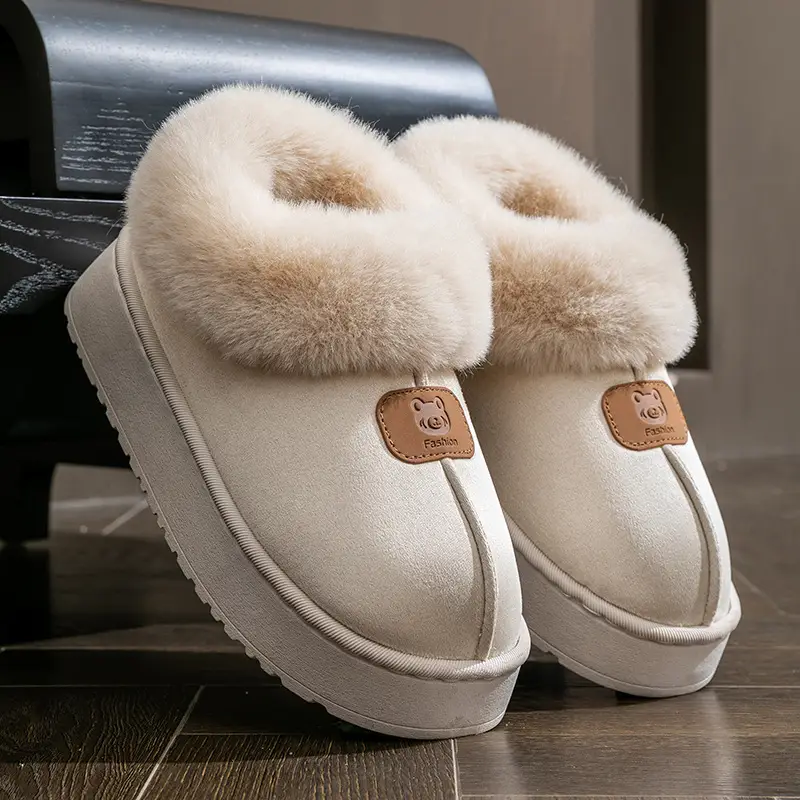 New Korean Style Bag Heel Cotton Slippers for Women in Autumn and Winter Home Non-Slip Thick Sole Warm Plush Comfortable Fleece-Lined Snow Boots - Image 13