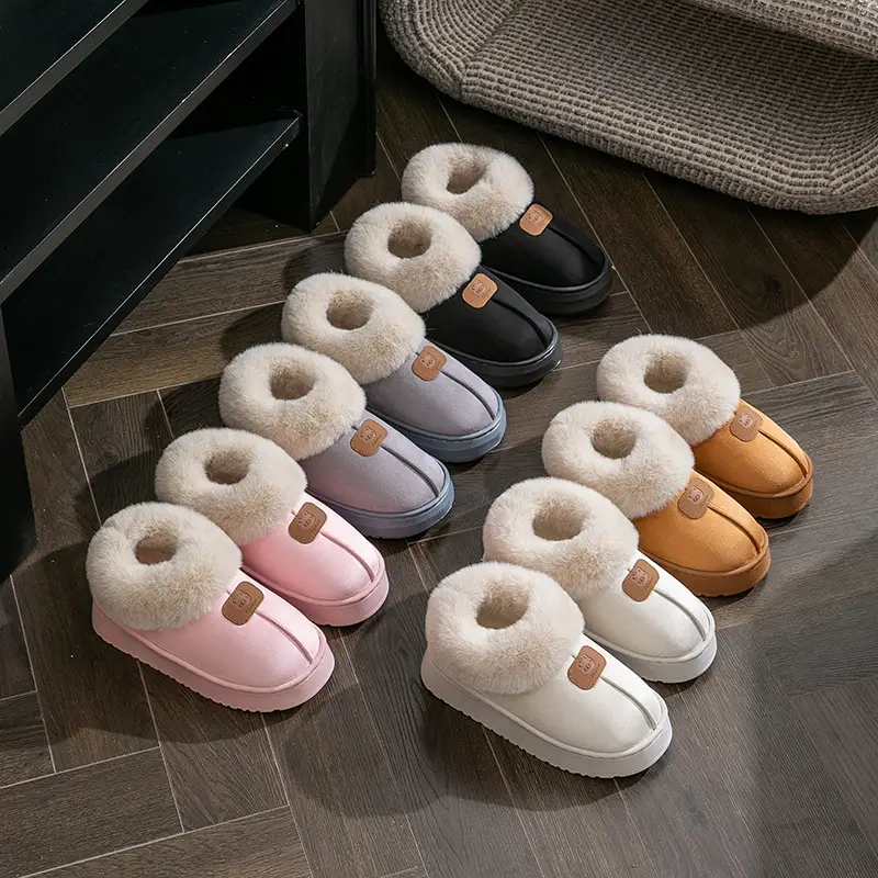 New Korean Style Bag Heel Cotton Slippers for Women in Autumn and Winter Home Non-Slip Thick Sole Warm Plush Comfortable Fleece-Lined Snow Boots - Image 14