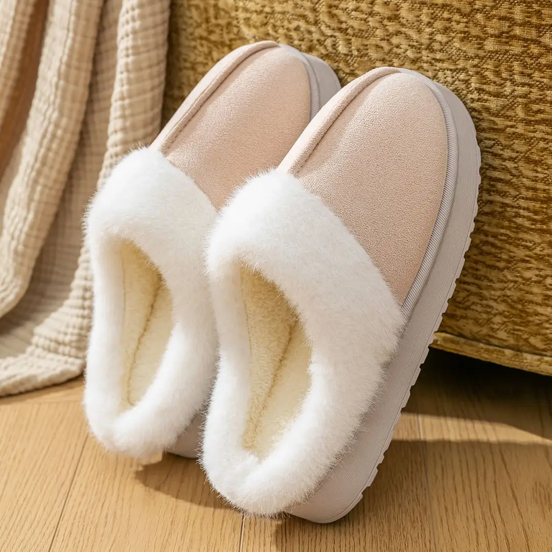 New Korean Style Bag Heel Cotton Slippers for Women in Autumn and Winter Home Non-Slip Thick Sole Warm Plush Comfortable Fleece-Lined Snow Boots - Image 8
