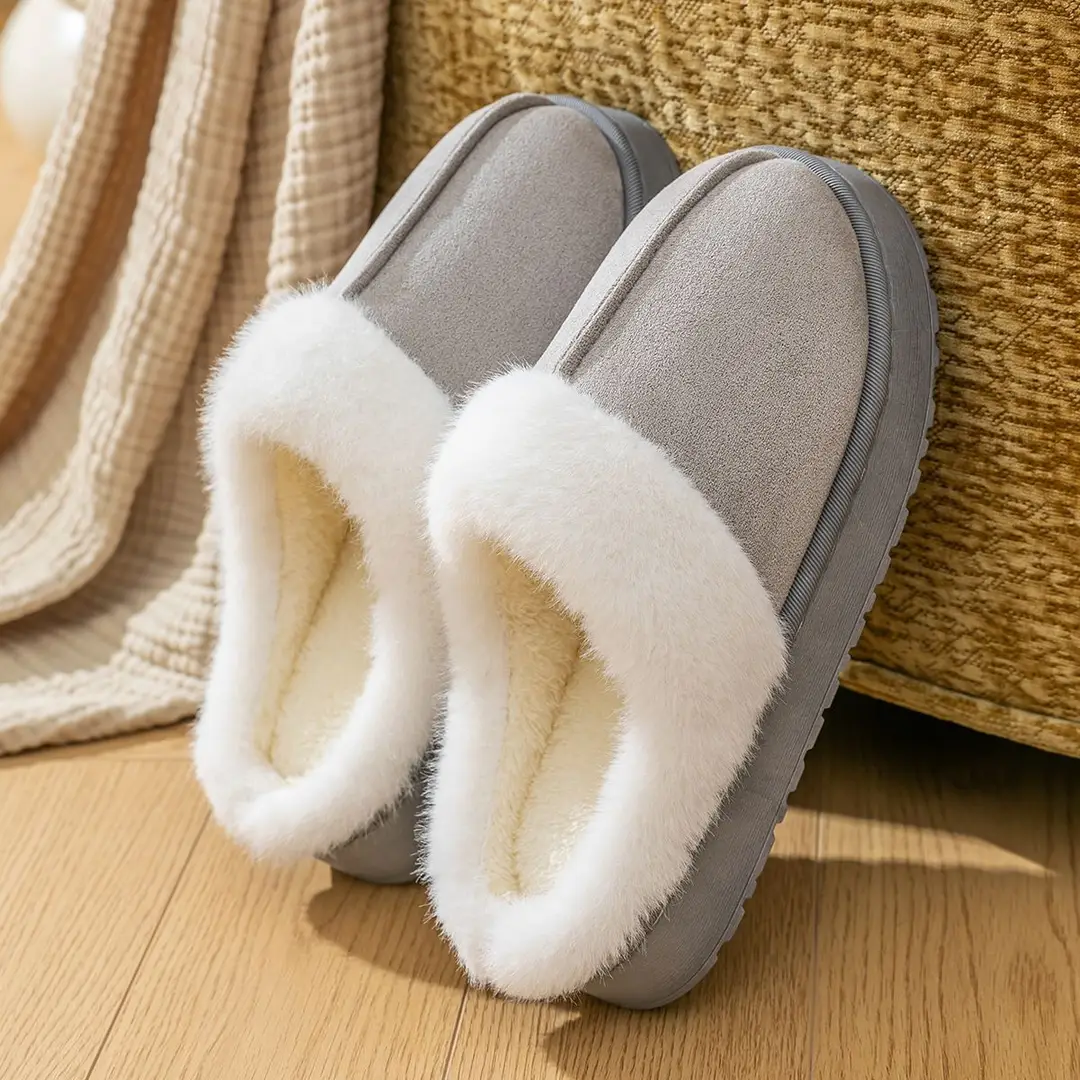 New Korean Style Bag Heel Cotton Slippers for Women in Autumn and Winter Home Non-Slip Thick Sole Warm Plush Comfortable Fleece-Lined Snow Boots - Image 9