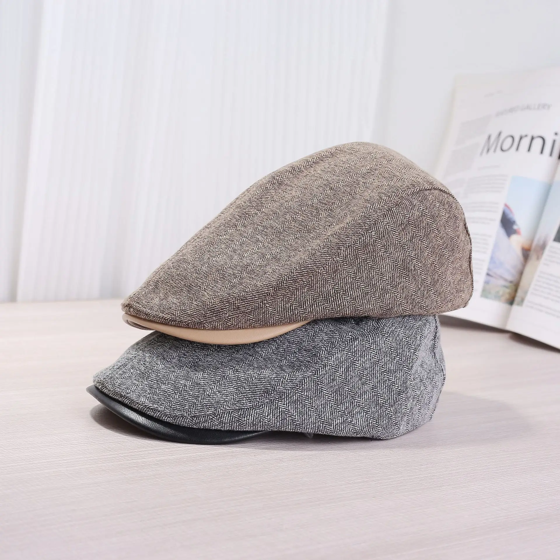 Men Women Grey Korean Style Peaked Cap — feature 10