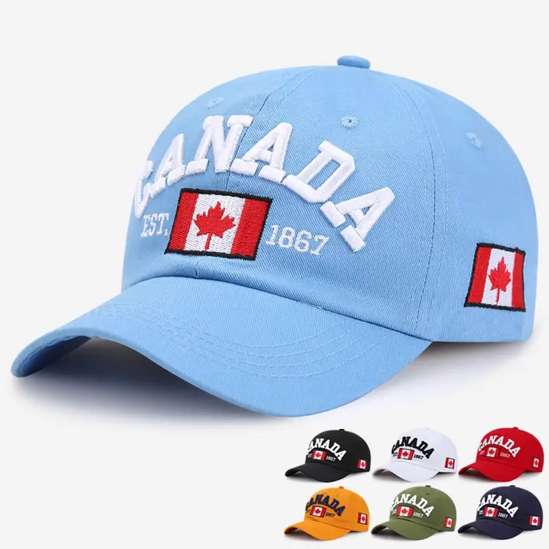 Canada Flag Baseball Cap for Men Women Blue Cotton All Season - Image 8