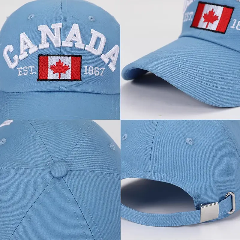 Canada Flag Baseball Cap for Men Women Blue Cotton All Season - Image 9