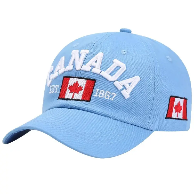 Canada Flag Baseball Cap for Men Women Blue Cotton All Season - Image 11