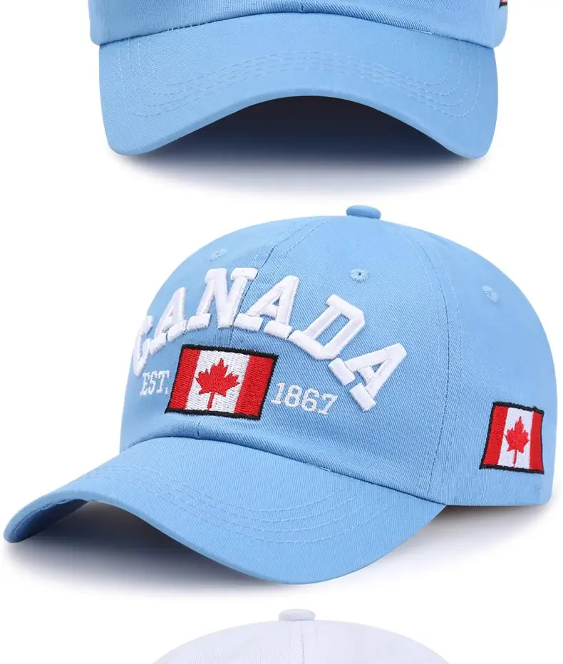 Canada Flag Baseball Cap for Men Women Blue Cotton All Season — feature 10