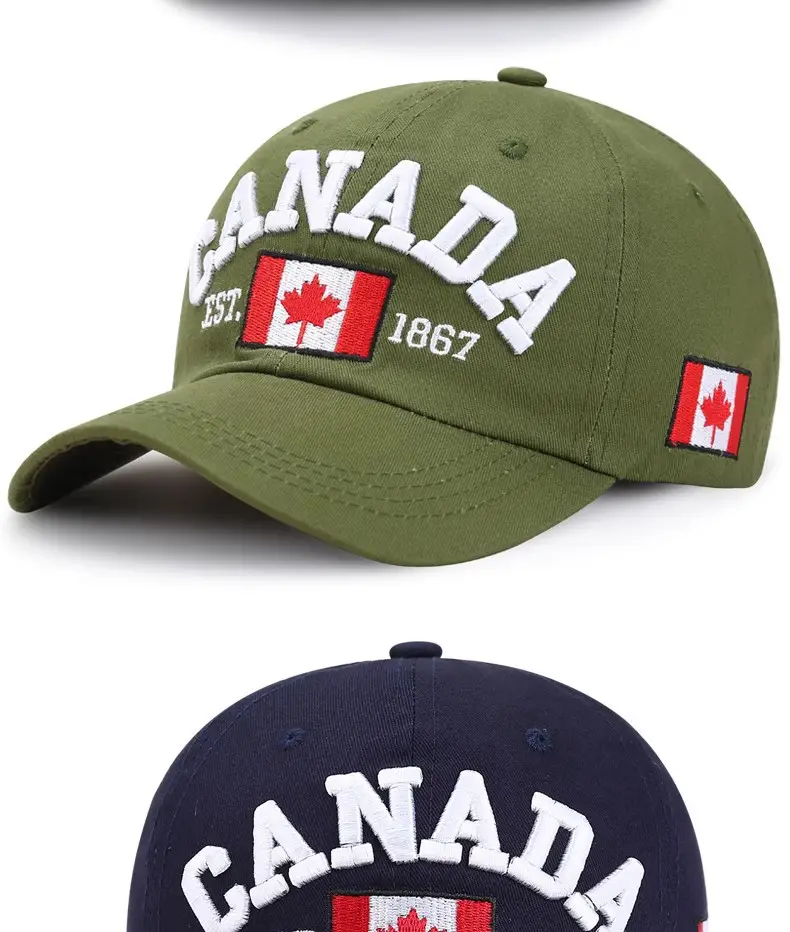 Canada Flag Baseball Cap for Men Women Blue Cotton All Season — feature 14