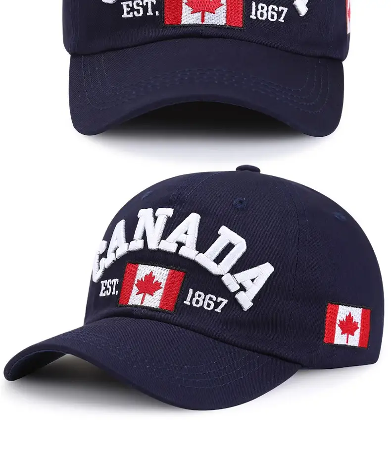 Canada Flag Baseball Cap for Men Women Blue Cotton All Season — feature 15