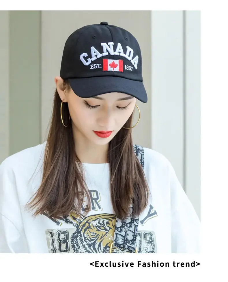 Canada Flag Baseball Cap for Men Women Blue Cotton All Season — feature 22