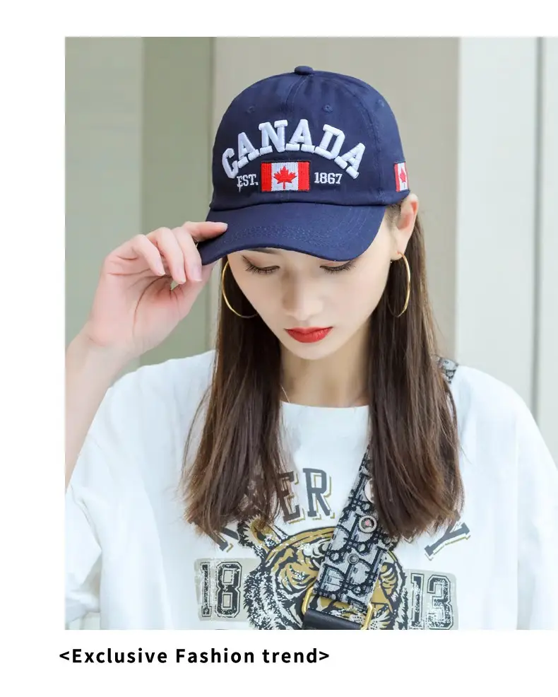 Canada Flag Baseball Cap for Men Women Blue Cotton All Season — feature 24