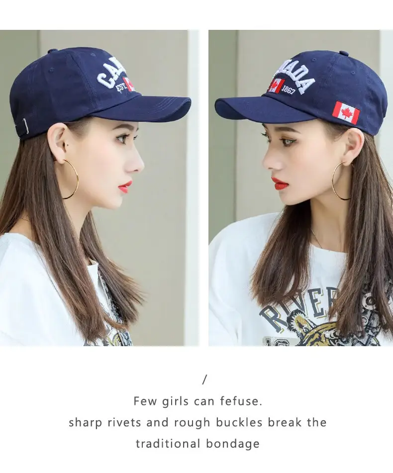 Canada Flag Baseball Cap for Men Women Blue Cotton All Season — feature 25