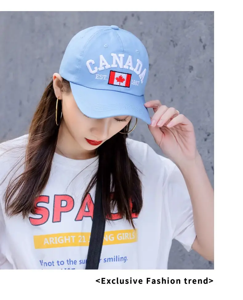 Canada Flag Baseball Cap for Men Women Blue Cotton All Season — feature 26