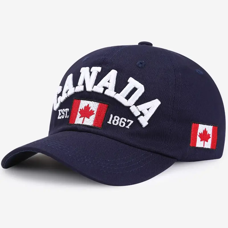 Canada Flag Baseball Cap for Men Women Blue Cotton All Season - Image 2