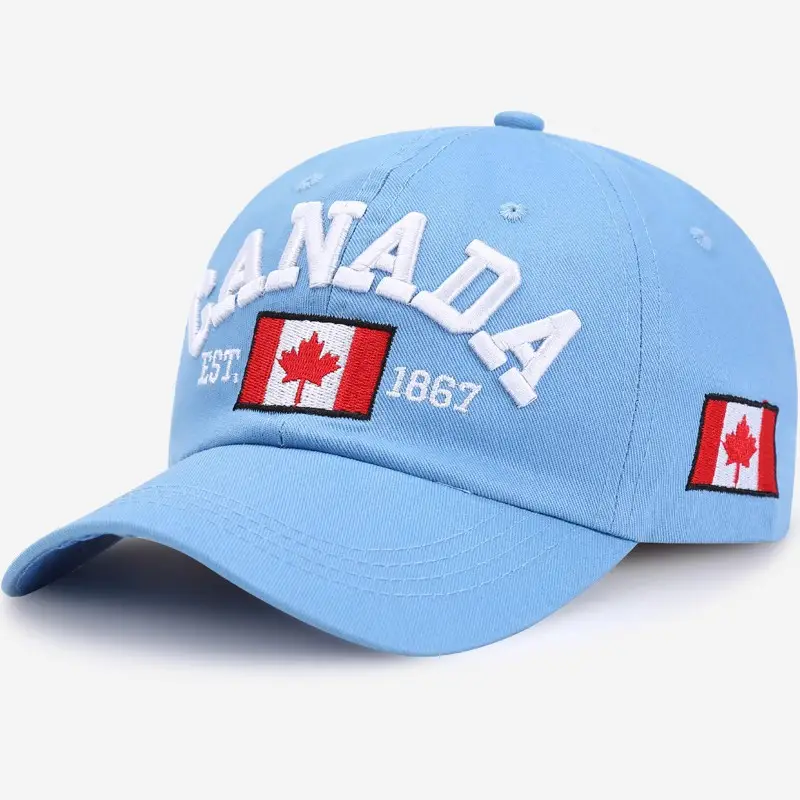 Canada Flag Baseball Cap for Men Women Blue Cotton All Season - Image 6