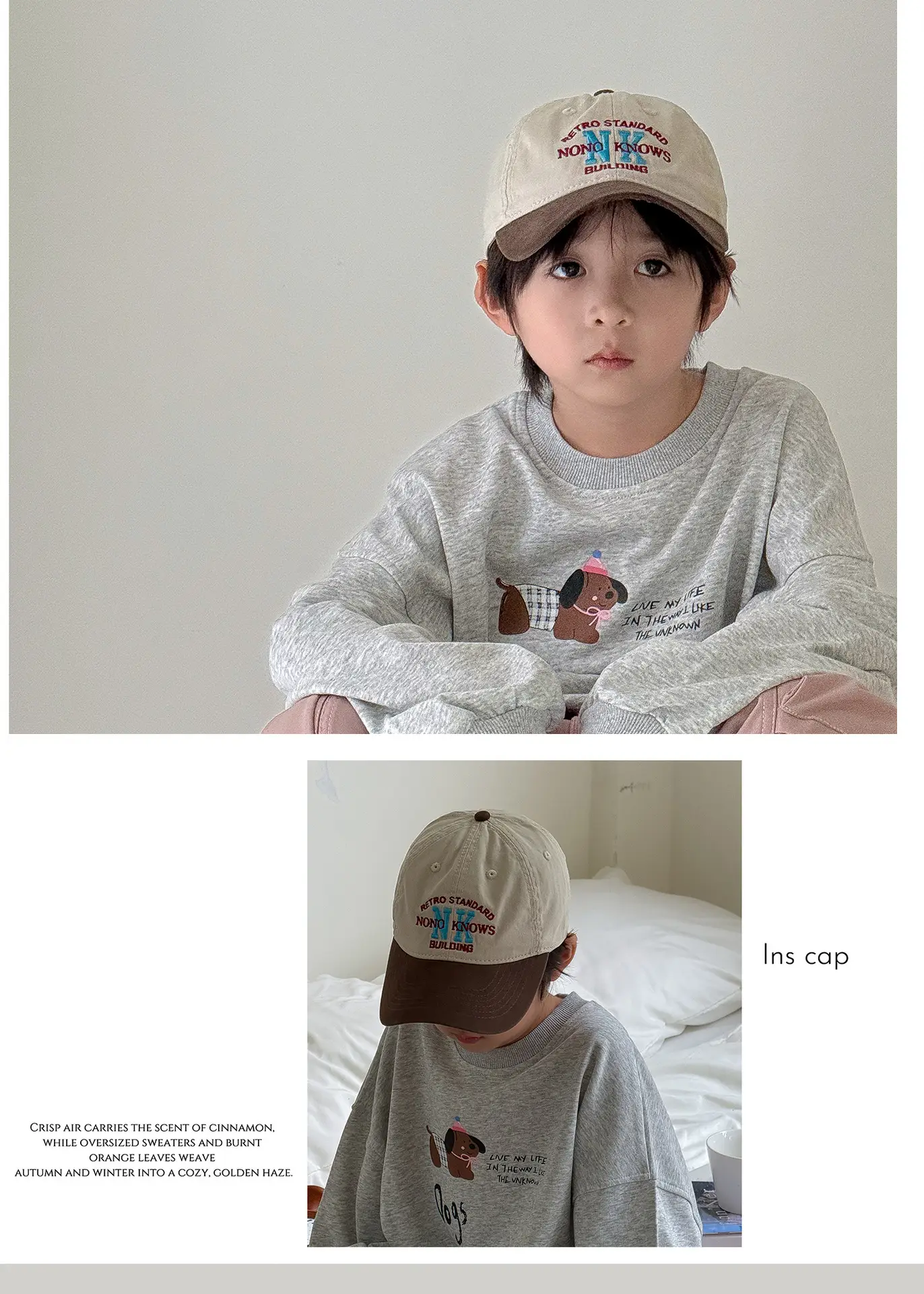 Kids Blue MK Cap Sun Hat for Boys Autumn Winter — feature 4