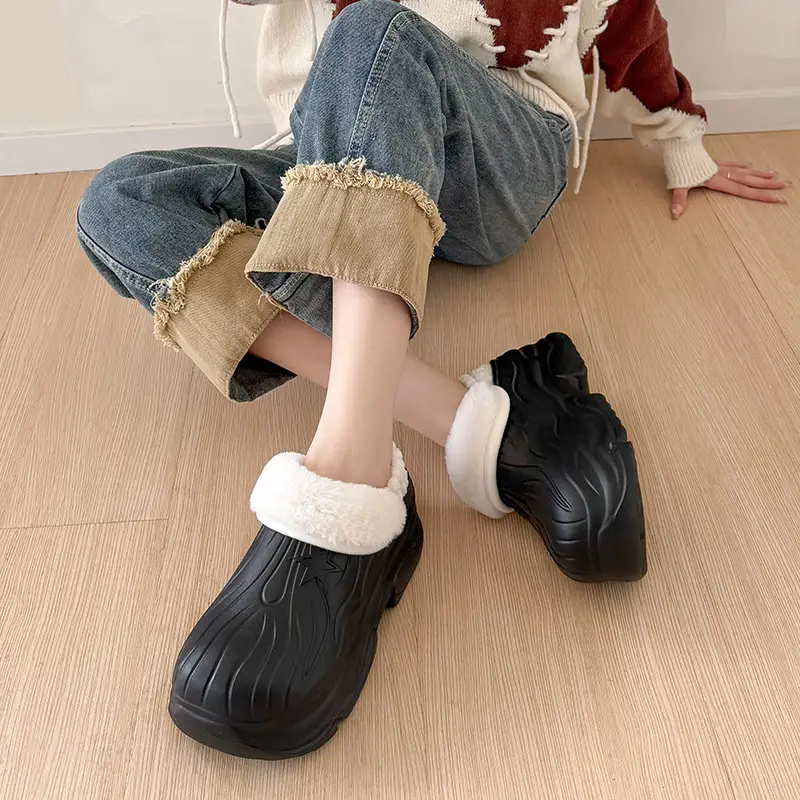 Cross-Border French Thick-Soled Cotton Shoes 2025 Winter Home Couple Cotton Slippers Warm and Waterproof Anti-Slip Cotton Shoes for Men and Women - Image 6