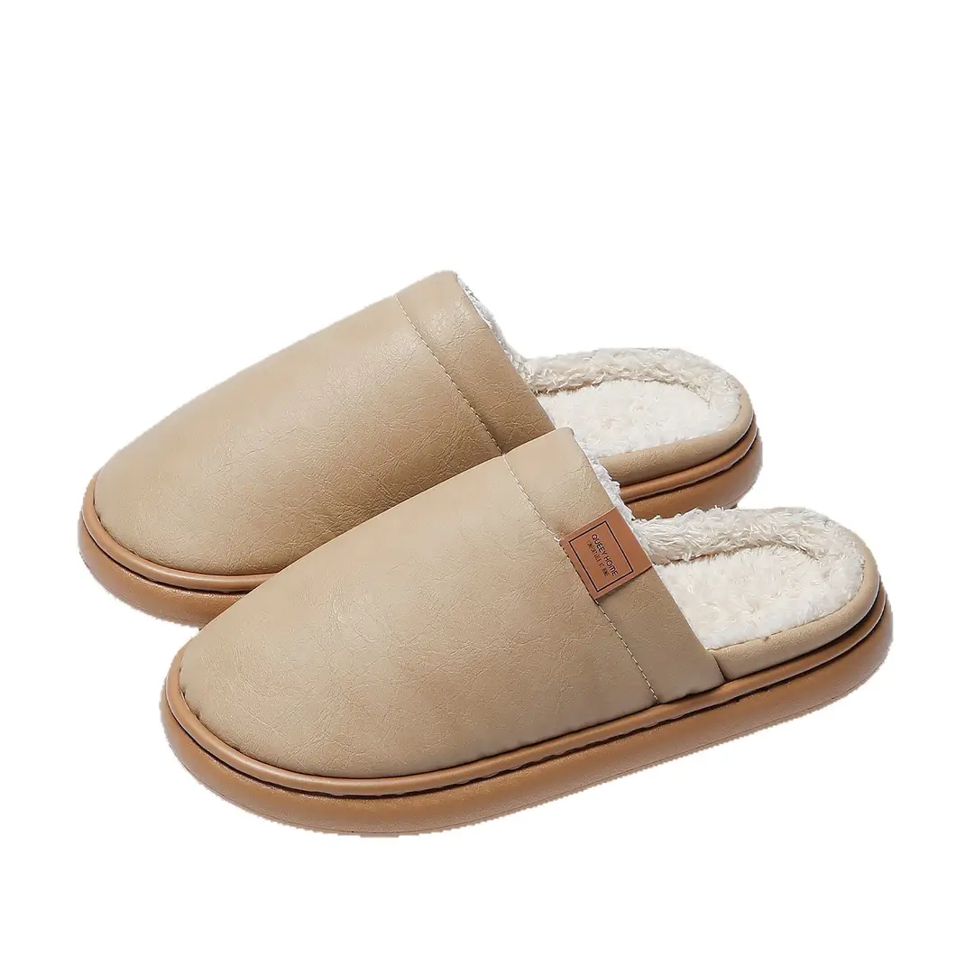 Cotton Slippers for Women Winter 2025 New Indoor Home Waterproof Anti-Slip Fleece-Lined Warm Couple's Cotton Shoes for Men