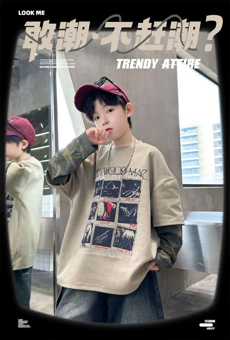 Spring Long Sleeve T-Shirt for Boys Kids Grey Graphic Tee — feature 6