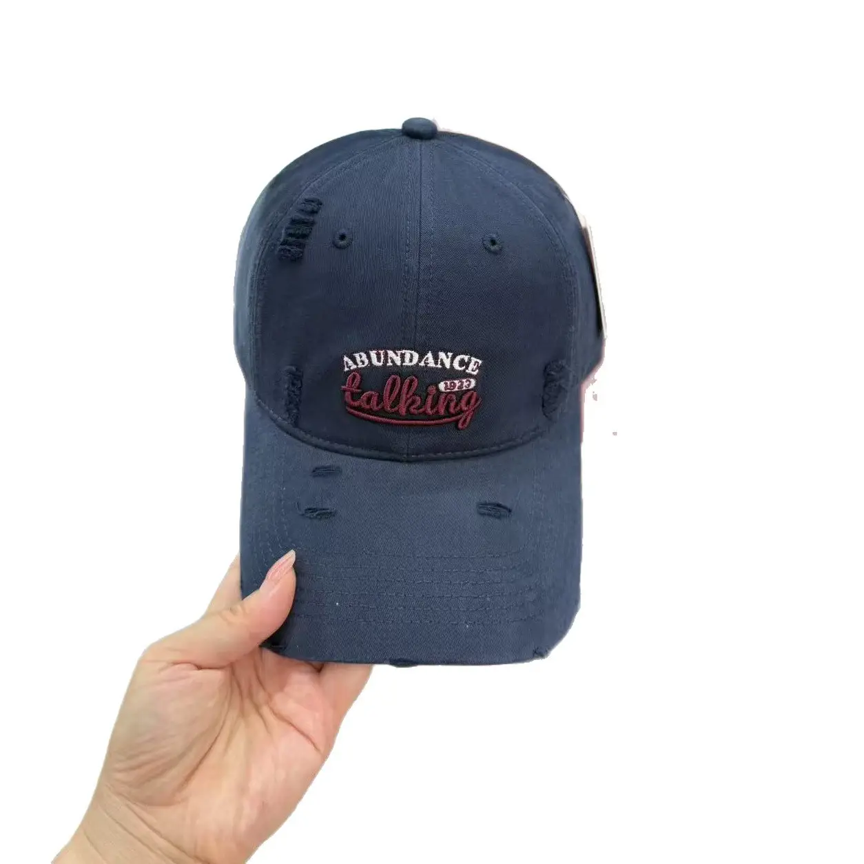 New Korean Style Ripped Baseball Cap with Embroidery - Image 14