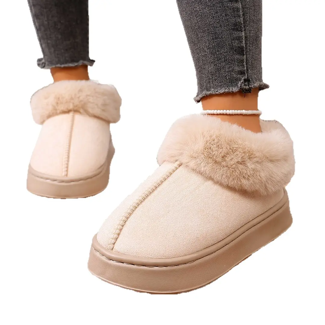 Cross-Border All-Inclusive Suede Cotton Slippers for Home, Thickened and Warm, Closed Heel Maternity Shoes, Eva Non-Slip Snow Boots