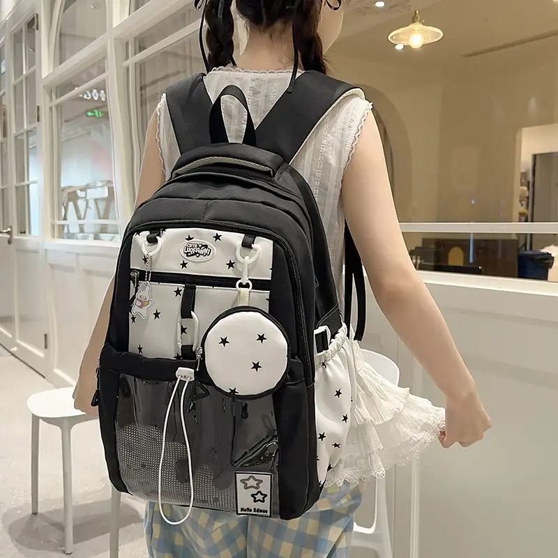 Cute Pink Schoolbag for Girls Large Capacity Single Shoulder
