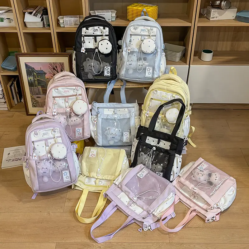 Cute Pink Schoolbag for Girls Large Capacity Single Shoulder
